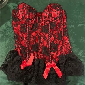 Elegant Red and Black Lace Corset